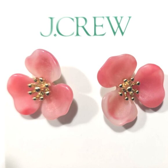 J Crew Factory Flower Stud Earrings (Coral Color) - Picture 2 of 3